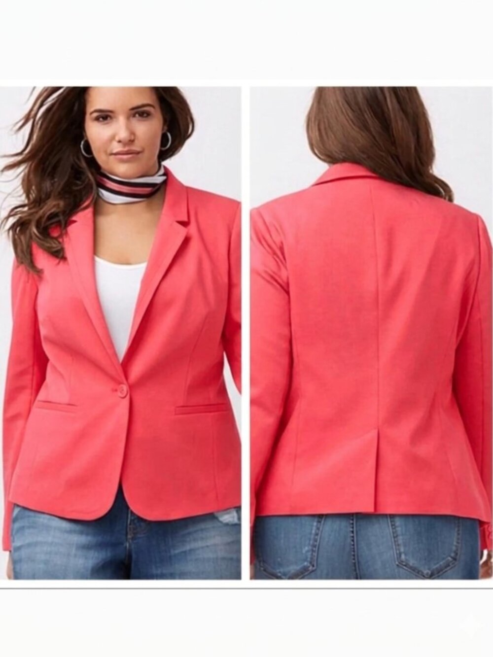 NWT Lane Bryant Blazer Jacket Double Stretch Weave Coral Women's 22